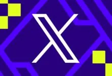 White stylized letter X on a dark purple background with bright yellow pixel corners