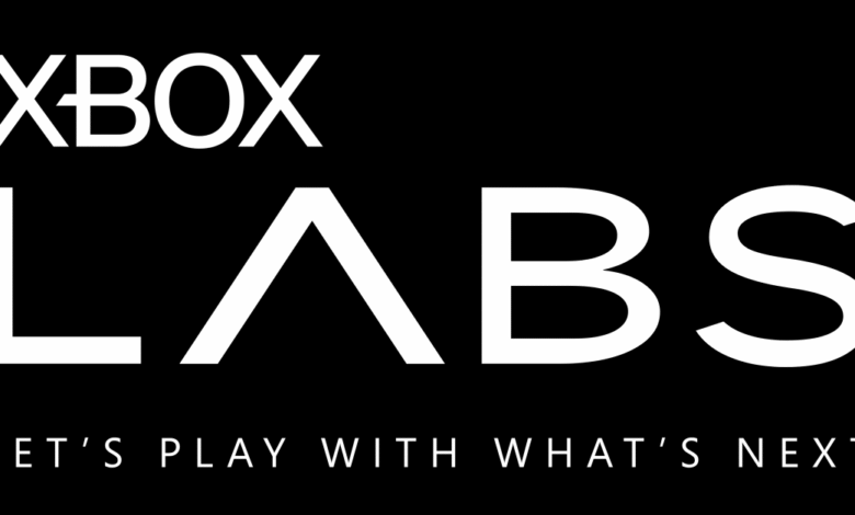 Xbox Labs logo in white text on a black background with the tagline Let's Play With What's Next.