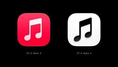 Comparison of Apple Music app icons from beta 3 in red and beta 4 in white against a black background.