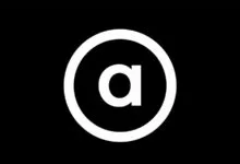 A stylized lowercase letter 'a' enclosed inside a circle against a solid black background.