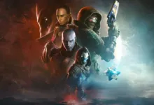 Promotional artwork featuring Destiny 2 characters Ikora, Commander Zavala, and Cayde-6.