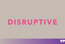 The word DISRUPTIVE in bold pink capital letters centered on a solid beige background.