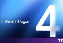 Gemini 4 Argon logo featuring a large white number four on a glowing blue gradient background.