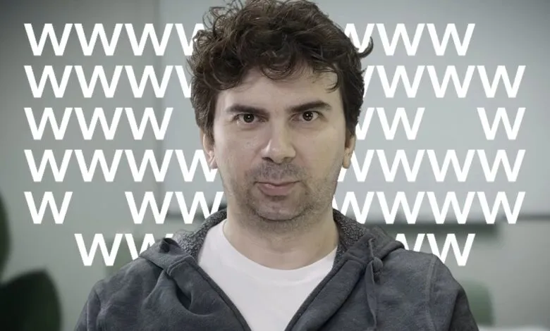 Google Search Advocate Gary Illyes looking directly at the camera with repeating WWW text in the background.