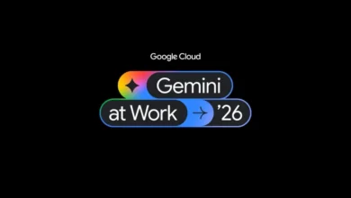 Google Cloud Gemini at Work '26 logo against a stark black background.