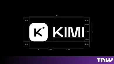 Kimi logo construction grid showing proportions and spacing on black background