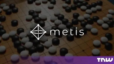 Metis logo overlaid on a wooden Go board filled with black and white stones