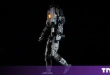 The Minerva Humanoids Roger humanoid robot walking against a solid dark background