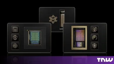 Three black rectangular processor panels featuring gold icons and complex microchip dies against a dark background.