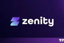 Zenity company logo in white and gradient purple on a dark violet background